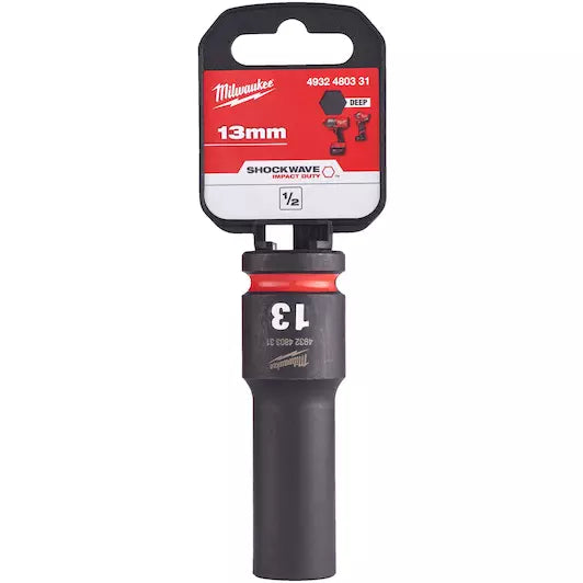 Milwaukee 1/2" 13mm Shockwave Impact Socket Hex Deep 4932480331