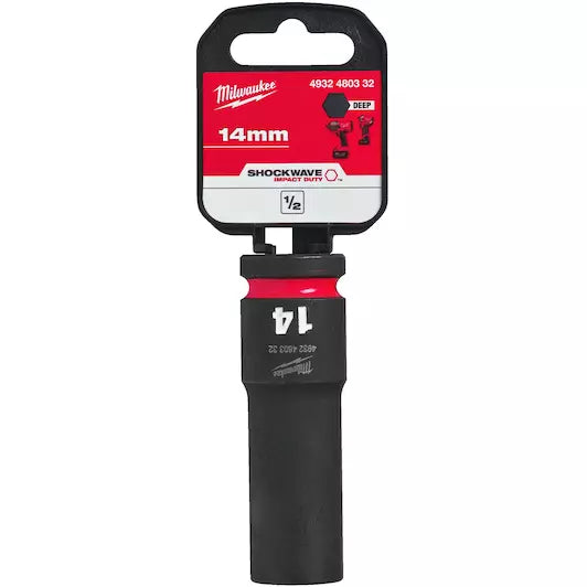 Milwaukee 1/2" 14mm Shockwave Impact Socket Hex Deep 13mm 4932480332