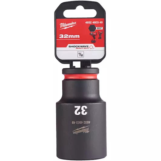 Milwaukee 1/2" 32mm  Shockwave Impact Socket Hex Deep 4932480349