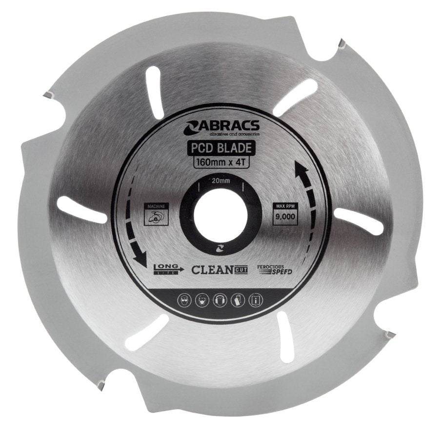 Abracs PCD Circular Saw Blade for Fibre Cement Board 160 x 20mm x 4T PCD1604